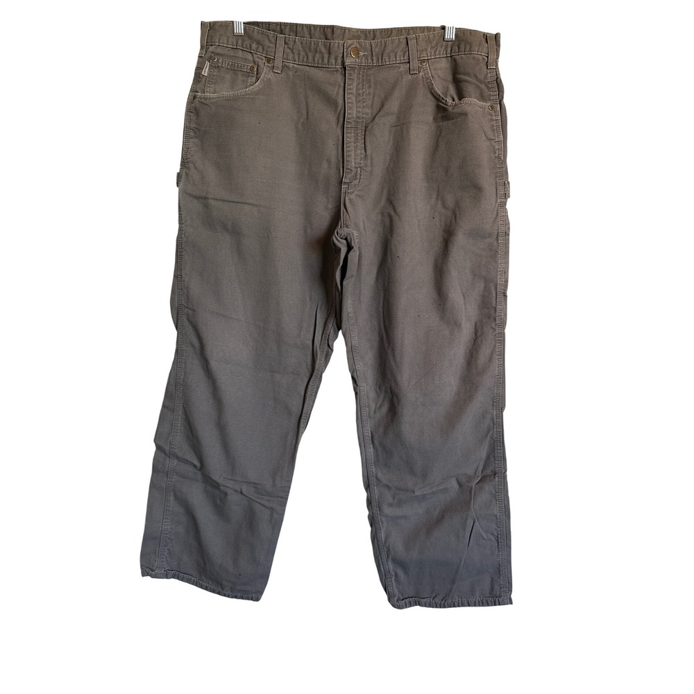 Carhartt‎ Mens Gray Canvas Carpenter Work Pants Relaxed Fit Utility 42x29